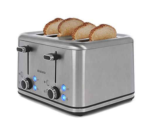 Brabantia BBEK1031N Toaster - 4 Scheiben - 4 Steckplätze - Edelstahl - Aluminium - 1800 Watt (Silber)