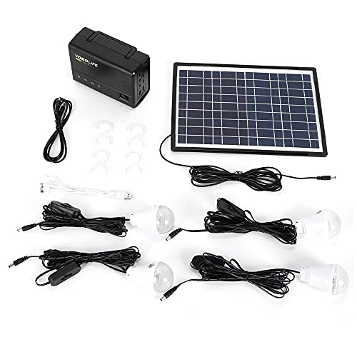 Solar Generator with Solar Panel and 4 LED Bulbs, Portable Home Solar Power System Complete Kit, AC 110-220V