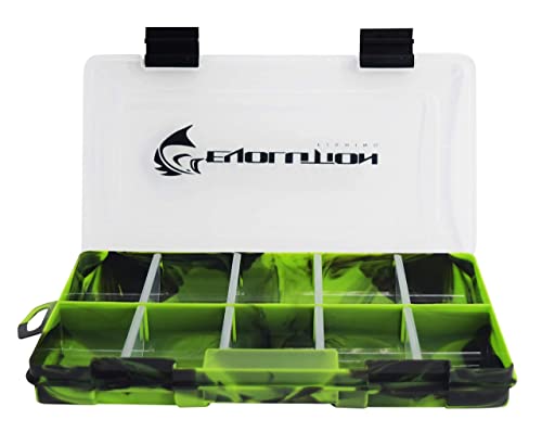 Evolution Outdoor 3500 Drift Series Fishing Tackle Tray – Green, Colored Tackle Box Organizer with Removable Compartments, 2 Latch Closure, Utility Box Storage