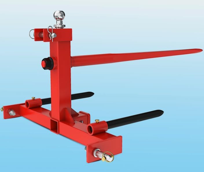 49" 3 Pt Trailer Receiver Hitch Hay Bale Spear Cat 1 Multi-Function 3000 LBS