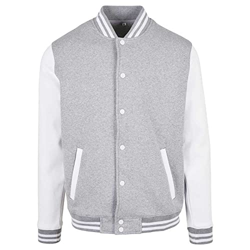 Build Your Brand Basic College Jacket Heather Grey/White L