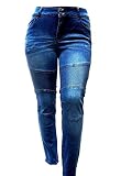 K.Z Womens Plus Size High Waisted Black/Blue Stretch Skinny Denim Jeans Pants (24, JD Moto Biker Y1648 Blue Jeans)