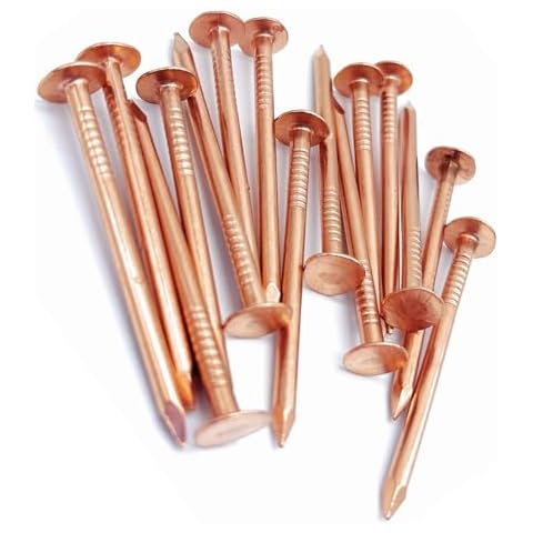2 Inch Copper Nails Roofing Finish Nails USA MADE - Solid Pure Copper Slating Nails Spikes Flashing Furniture Boat - Package Includes The Highest Quality Copper Nails by Dubbs Hardware (50) Cover