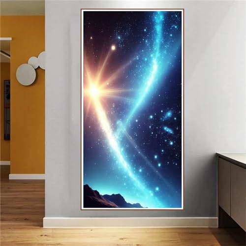 Peinture diamant ciel étoilé pour salon : kit broderie 5D décoration murale 100x50