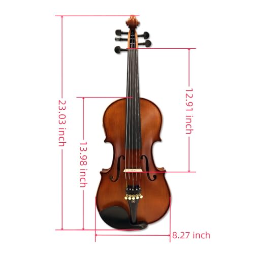 Image of Acoustic Electric Violin 4 /4 Full Size, 5 string Solid Maple Spruce with Ebony Fittings, Free Case and Bow, Beginner Kit for Adults(Yellow)