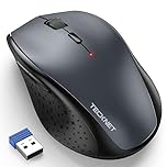 TECKNET Wireless Mouse for Laptop, 4800 DPI Optical Computer Mice with 6 Adjustable Levels, 30 Months Long Battery Life 2.4G Cordless USB Silent Mouse for Notebook, PC, Office Home Work - Grey