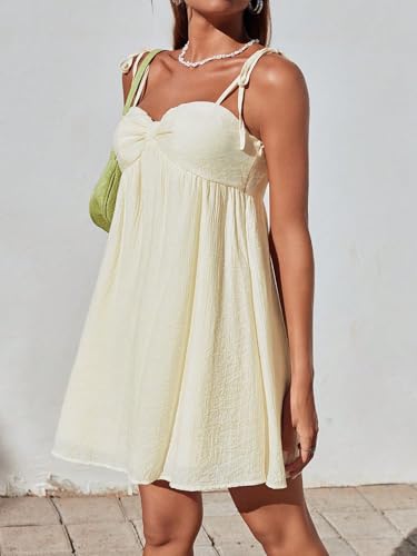 Narecte Casual Summer Dresses for Women 2025 Flowy Sun Dress Mini Slip Dress Cute Spaghetti Strap Dress Apricot XS4