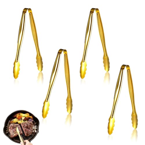 Catálogo de Pinzas para azúcar los 5 mejores. 50 Mini pinzas para servir alimentos, 4 pinzas doradas de acero inoxidable, para fiesta, postres de hielo, cubeta de azúcar, ensalada, aperitivos