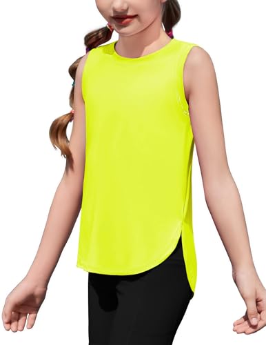 Image of Zaclotre Girls Athletic Tank Tops High-Low Hem Loose Fit Summer Top Kids Sleeveless Sport Shirts 5-14 Years
