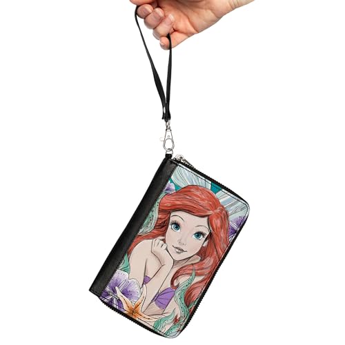 Buckle-Down Disney Wallet, Zip Around, The Little Mermaid Ariel Sketch Pose Close Up, Vegan Leather2