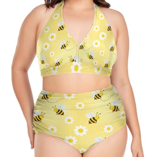 Maillot de bain deux pièces grande taille L-4XL jaune FRODOTGV