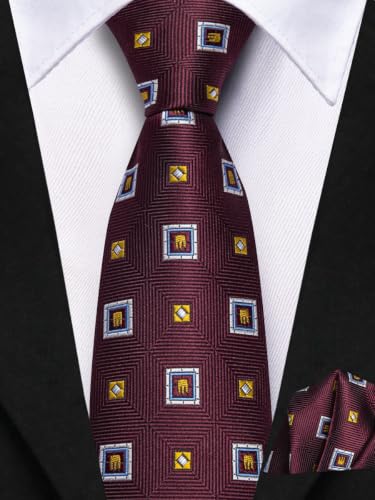 Image of Hi-Tie Boys Tie Pre-Tied Pocket Square Set Adjustable Kids Neckties Age 7-11 Years School UniForm Graduation
