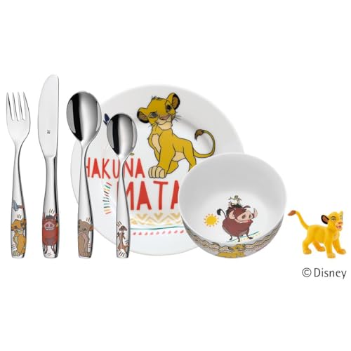 WMF The Lion King 子供用食器 6点セット 3歳以上 光沢ステンレススチール 食洗機対応 スチール シルバー 40×25×10cm