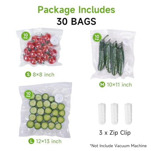 Image of Vixino Vacuum Sealer Bags for Food, 30 Reusable BPA-Free Vacuum Seal Bags