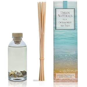 Urban Naturals Ocean Mist & Sea Salt Reed Diffuser Set | Made with Essential Oils & Real Botanicals | Decorative Air Freshener for Large Rooms | Beautiful Home Décor Makes a Great Gift Urban Naturals Ocean Mist Sea Salt Reed Diffuser Set Made with Essential Oils Real Botanicals Decorative Air Freshener for Large Rooms Beautiful Home Decor Makes a Great Gift