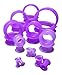 PAIR of Purple Soft Silicone Ear Tunnels Plugs - up to size 50mm!