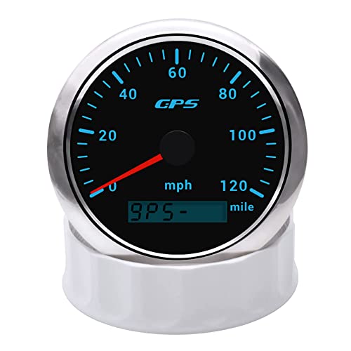 Kaolali 85Mm 3-3/8"Gps Speedometer Gauge 0-120Mph Boat Mph Speedometer Waterproof Marine Speed Odometer Lcd Indicators With 7 Colors Backlight Fit For Car Truck Motorcycle 9-32V #TOP1