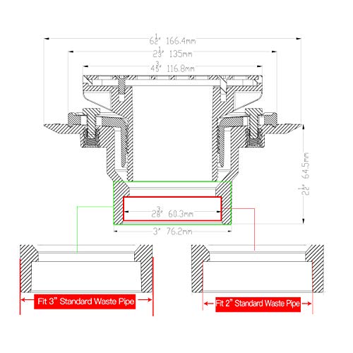 Tile-In Shower Floor Drain Square With Brushed Nickel Shower Drain Grate And Abs Drain Base Fit 2" Or 3" Waste Pipe For Bathroom, Kitchen (Mission Nb) #TOP3