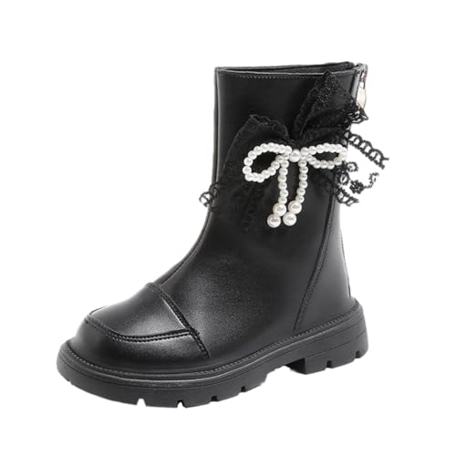 Girls Mid Calf Boots Fashion Bowknot Booties Casual Zipper Ankle Shoes Winter Dress Footwear