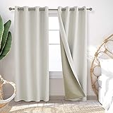 Hochwertiger Stoff: Deconovo Verdunkelungsvorhänge sind aus 100 % hochwertigem Leinenstoff mit einem Strohmatten-Design auf der Vorderseite, einer mittleren Schicht und einer rückseitigen Beschichtungsschicht. Dieses Verbundmaterial wurde entwickelt, um die Verdunkelungs- und Isolierfunktion der Vorhänge zu verbessern.