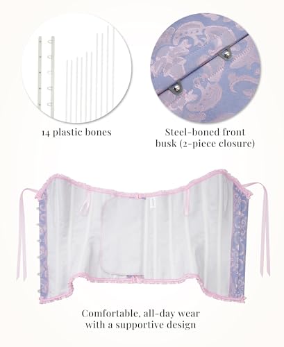 Image of SZIVYSHI Corset Tops for Women, Bustier Shapewear Lingerie, Lace Waist Push Up Bodysuit