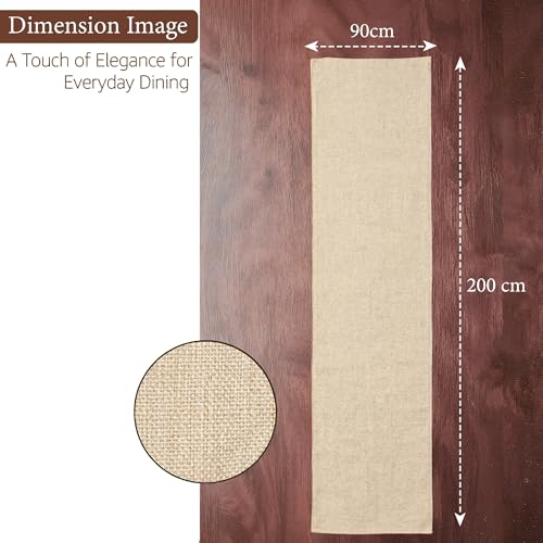 Image of Kuber Industries 72x12 inch Jute Table Runner for Party, Wedding and Family Dinners | Washable & Reusable Centre and Dining Table Runner | Cream
