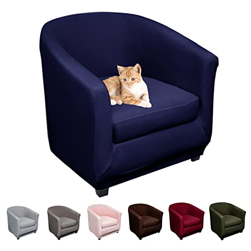 Lydevo Funda de Sillón Elásticas 2 Piezas Funda para Sillón Chesterfield con Funda de Asiento Elegante Cubierta de Sillón Extraíble Lavable Protector para Sillón,Azul Marino