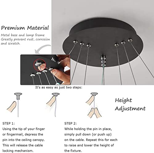 Lámpara de impacto regulable LED triple anillo de metal para dormitorio 5