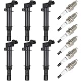 OCPTY Ignition Coil and Spark Plug for UF270+‎4504 Suitable 2004-2008 for Dodge for Dakota 3.7L/V6,2007 for Chrysler for Aspen 4.7L/V8(Set of 6 Coil Packs and 6 Iridium Spark Plugs)