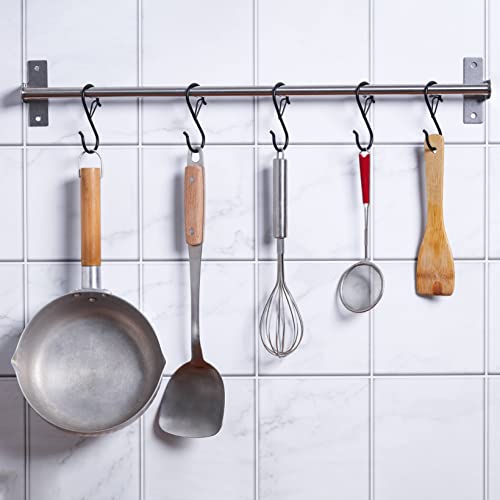 17 Pcs S Hooks For Hanging, Heavy Duty S Shaped Hooks Black, Kitchen Hooks, Closet Rod S Hanger Hooks For Plants, Pots, Towels And Bags, With Safety Buckle Design, 3.5 Inch #TOP1