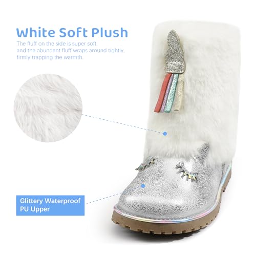 Girls Winter Boots Glitter Side Zipper Warm Outdoor Non-Slip Shoes for Toddler/Little Kids2