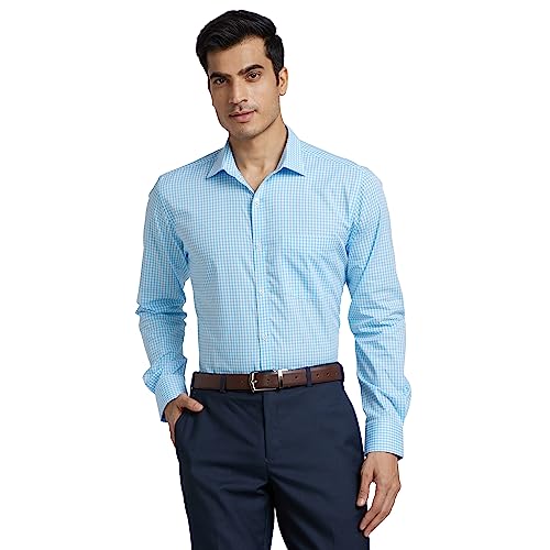 Image of Park Avenue Men Cotton Checkered Slim Fit Shirt