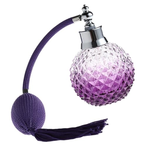 WRITWAA Flacone Di Profumo Ricaricabile Da 100 Ml Design Ad Airbag e Bottiglia in Cristallo Viola, Accessorio Per Bagno e Tavolo Trucco