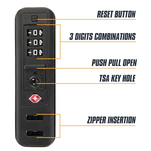 Image of Travel Locks TSA Approved, 2 Pack Built-in Combination Luggage Replacement Locks, 3-Digit Code TSA Suitcase Lock for Backpack, Baggage, Travel Bags Black - JS-522