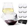 Jbho stemless wine glasses set of 6 red or white small wine glass set 10oz diamond shaped unique short tumblers cocktail glass nice gift packaging for housewarming birthdayvalentinenewyear  urban country home decor