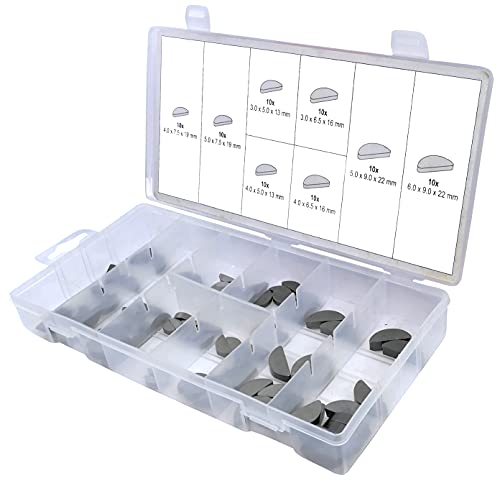 Clavette demi-lune vilebrequin DIN 6888 AERZETIX C52594 coffret de 80 pièces en acier