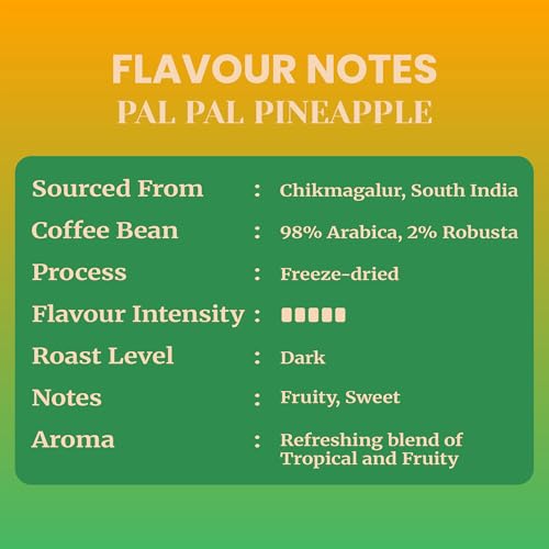 Image of Impulse Coffees Pal Pal Pineapple Instant Coffee Powder|Fruity,Sweet Aroma Flavoured Coffee|Dark Roasted Arabica Coffee Powder|Tropical & Fruity Instant Coffee Premix|Ideal Hot & Cold Coffee Mix|50 Gm