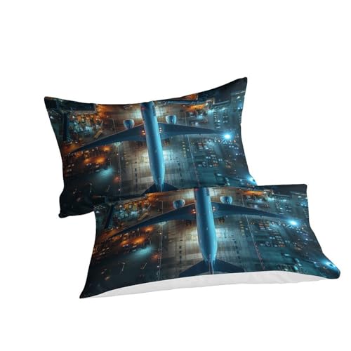 Housse de couette avion 3D parure de lit 3 pièces en microfibre 200x200cm avec taies