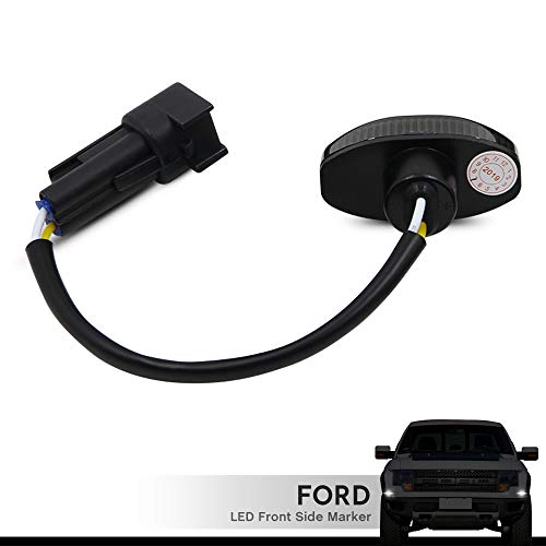 LED Side Marker Lamps for 2010-2014 Ford F150 SVT Raptor Pick Up Front Fender Flare Side Marker Lights F-150 Smoked Lens White LED Turn Signal Light Kits - Thumbnail 3