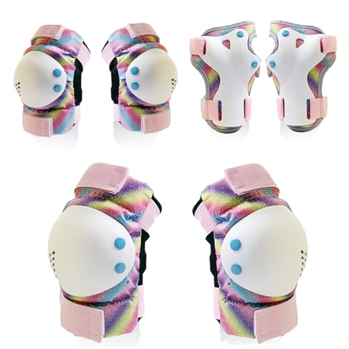 Owddddtnxc Kids Protective Gear Set, Ergonomic Toddler Knee Pads and Elbow Pads Set with Wrist Guard, Breathable Shock-Absorption Sponged PE for Skate, Bike, S
