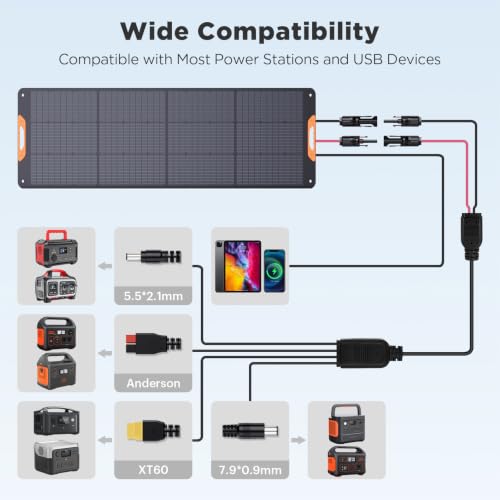 Image of ZOUPW 200W Portable Solar Panel for Power Station