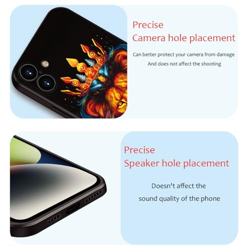 Printed with Lion for iPhone 16 case, Elegant Crowned Lion Design on Soft Silicone Protective Case - A Touch of Noble Grandeur and Exudes Royal Majesty (A2- Lions Animal)