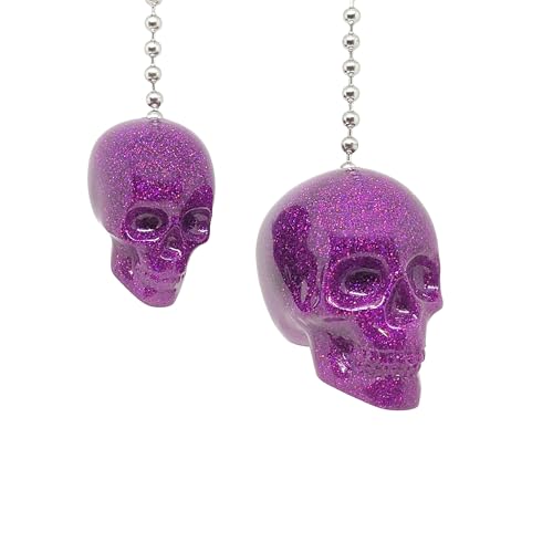 Image of Glitter Skull Fan Pulls (Purple)