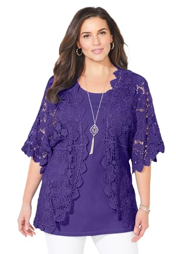 Catherines Women's Plus Size Graceful Crochet wrap