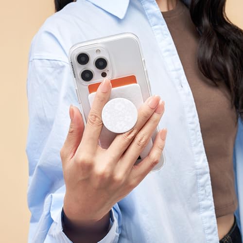 Image of PopSockets Phone Wallet for MagSafe, Phone Card Holder with Grip, White - Blanc Fresh