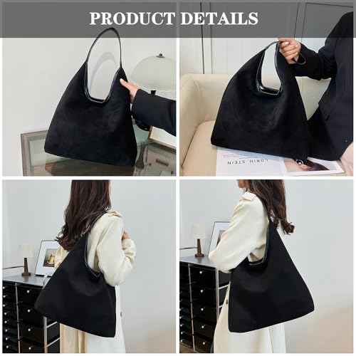 Image of Suede Hobo Bag for Women - Brown Retro Slouchy Purse - 2025 Upgrade New Fall Collection