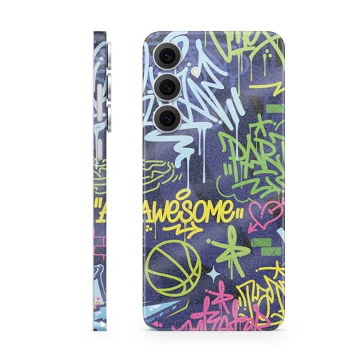 Glossy Glitter Phone Skin Compatible with Samsung Galaxy S25 FE - Neon Tags - Premium 3M Vinyl Protective Wrap Decal Cover - Easy to Apply | Crafted in The USA by MightySkins