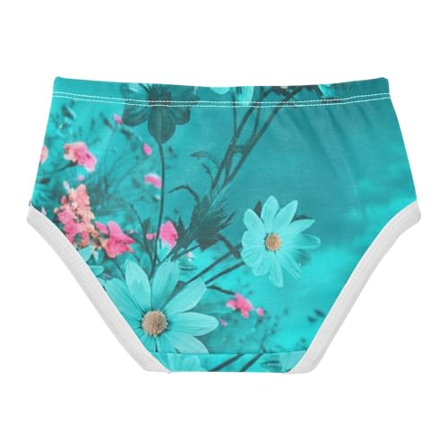 Cotton Toddler Girls Underwear Teal Pink Flowers Little Girl Panties Funny Briefs Girls Undies 2t2