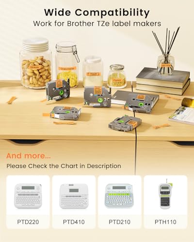 Image of Orange Label Tape Replacement for Brother P-Touch Label Maker Tape TZe-B31 | Black on Orange TZ 12mm 0.47 Laminated for Ptouch PT-D210 D220 D200 Refills, 12 mm(1 /2 Inch) x 8m(26.2ft), 3 Pack