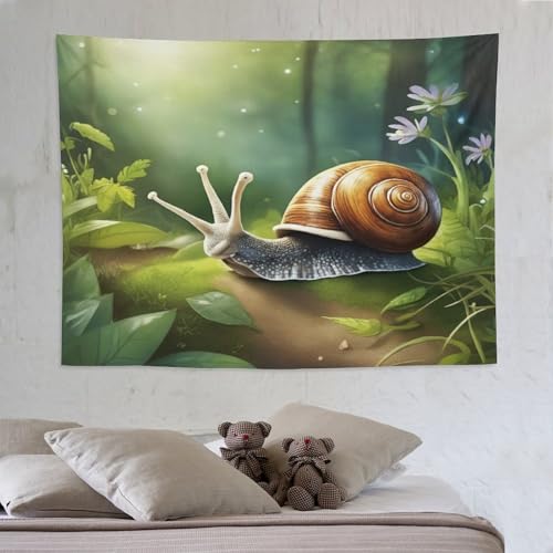 Tapisserie escargots grand format en tissu deco murale interieure